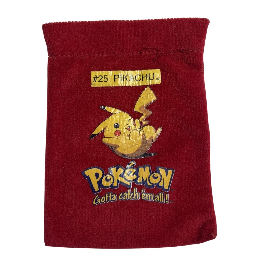 Vintage‎ Pokemon Draw String Marble Bag #25 Pikachu